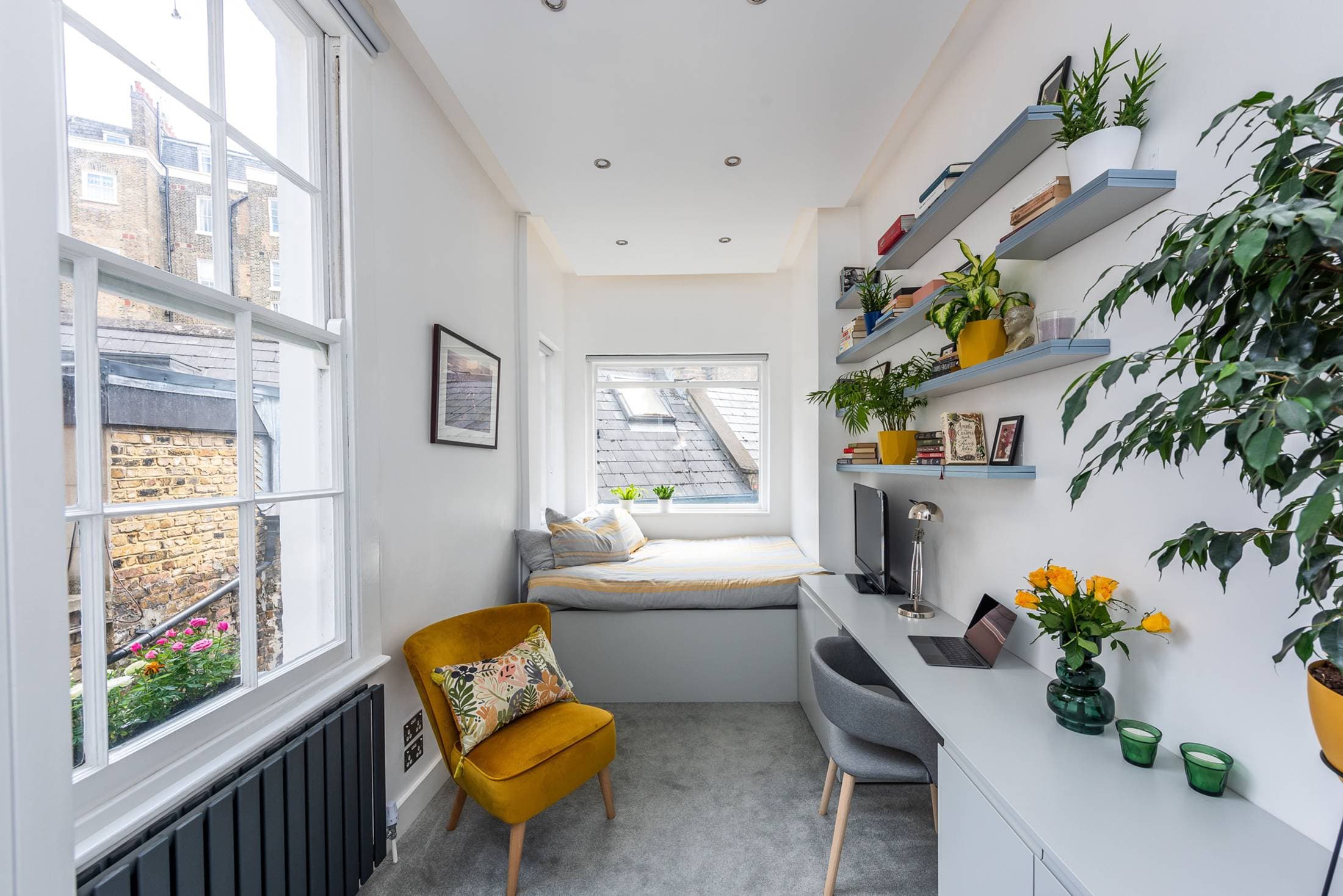 Upstairs bedroom with double bed and memory-foam mattress