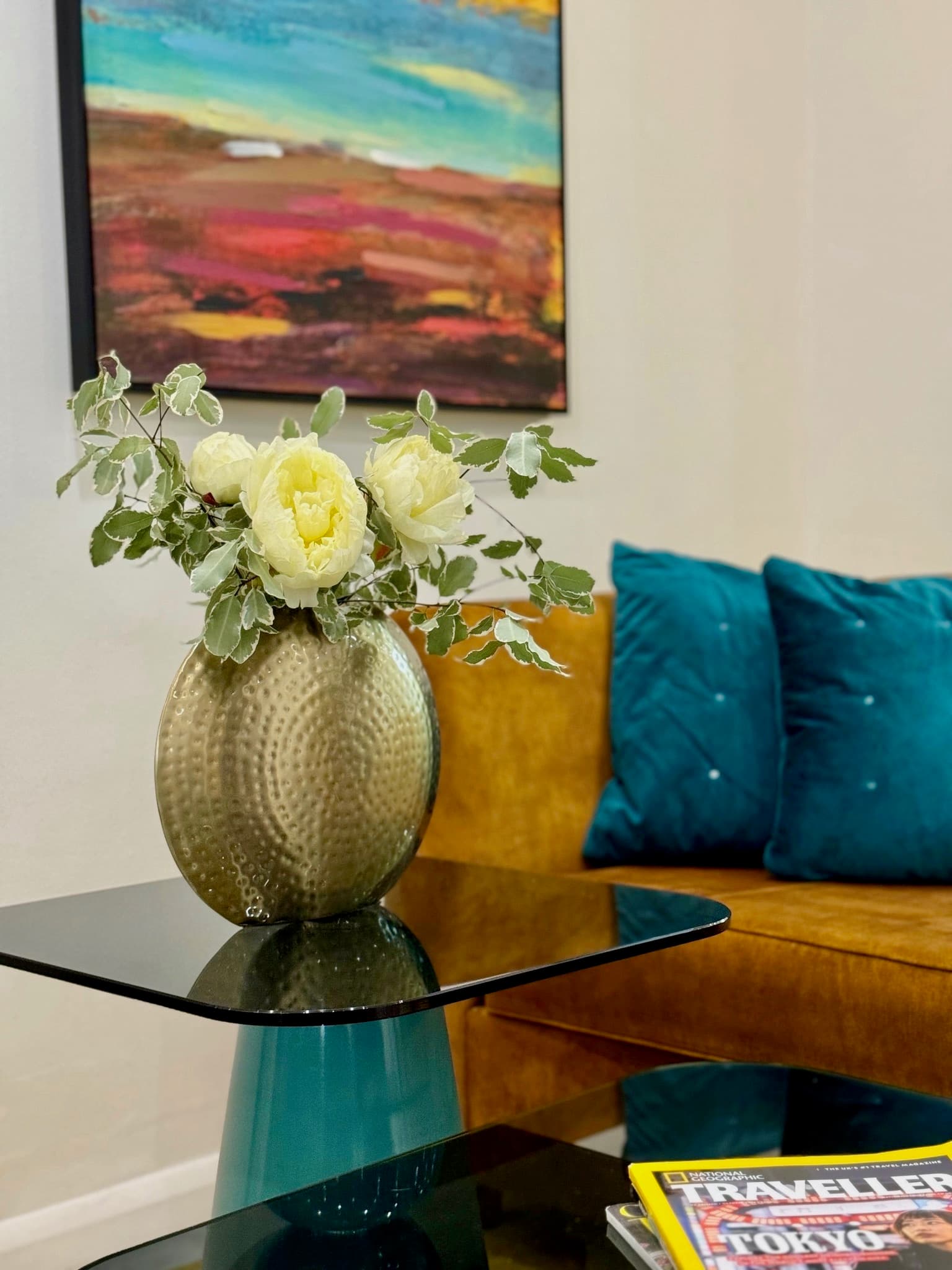 Fresh flowers on the dining table