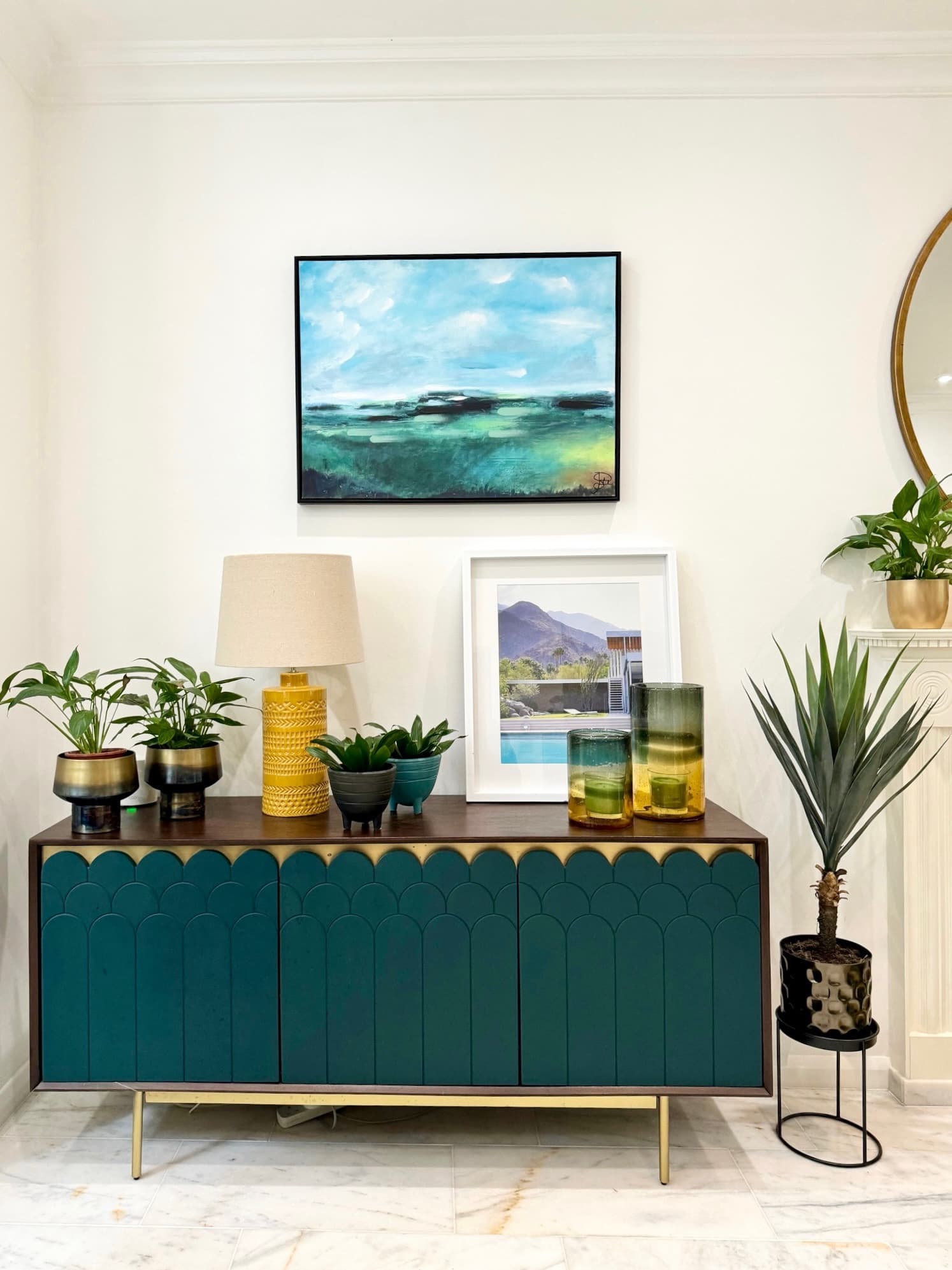 Interior detail with sideboard and plants